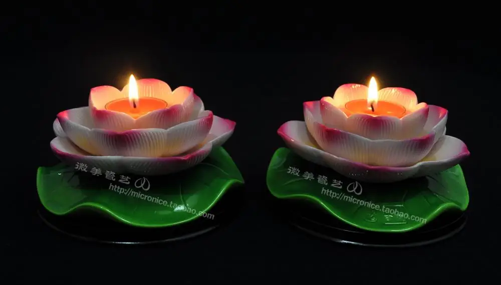 

5.5 inch three lotus Candlestick lamp candle Taiwan Temple Buddhist supplies for white porcelain of Dehua ceramic lotus.