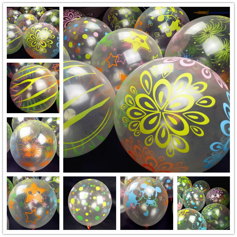 Оптовая продажа прозрачных разноцветных шаров с принтом (100 шт./лот) 12 дюймов 2 8 г