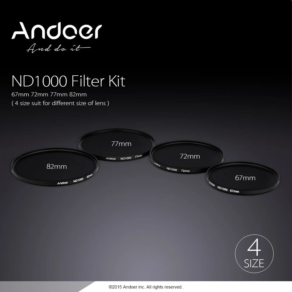 Фильтр нейтральной плотности для камеры Nikon Canon DSLR Andoer 72 мм ND1000 10 Stop Fader|density filter|filter