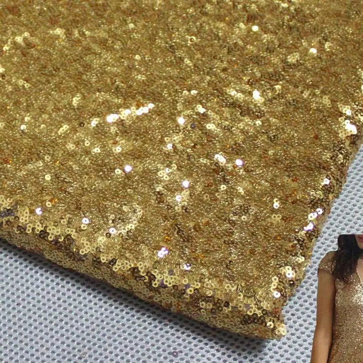 Кружевная ткань с блестками YACKALASI золотистая вышитая для ночного платья