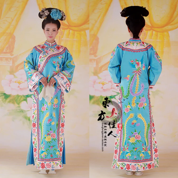 Blue Embroidery Costume TV Play Mei Ren Xiang Queen Yang Ming Na Same Design for Qing Dynasty Princess Empress Qifu