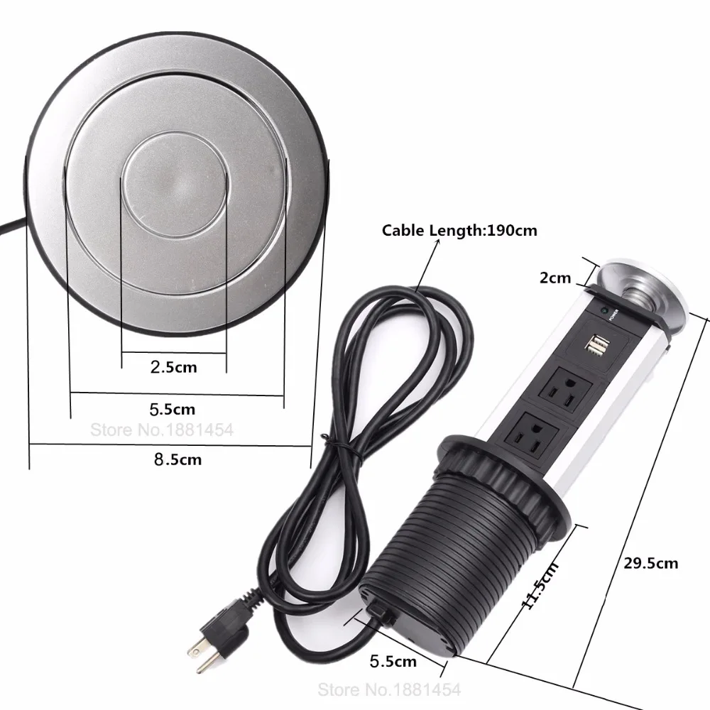 2019 всплывающие розетки для электропитания кухонный стол рабочий 2 USB и 3 вилки