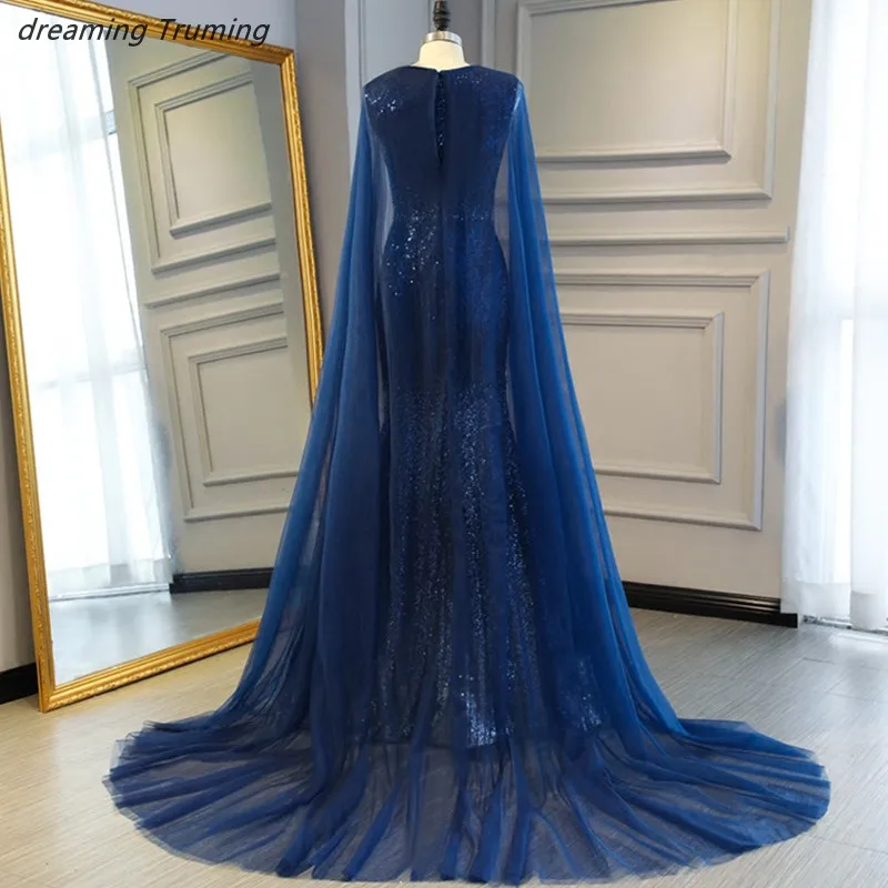 Вечерние платья с накидкой расшитые блестками в стиле русалки арабском и