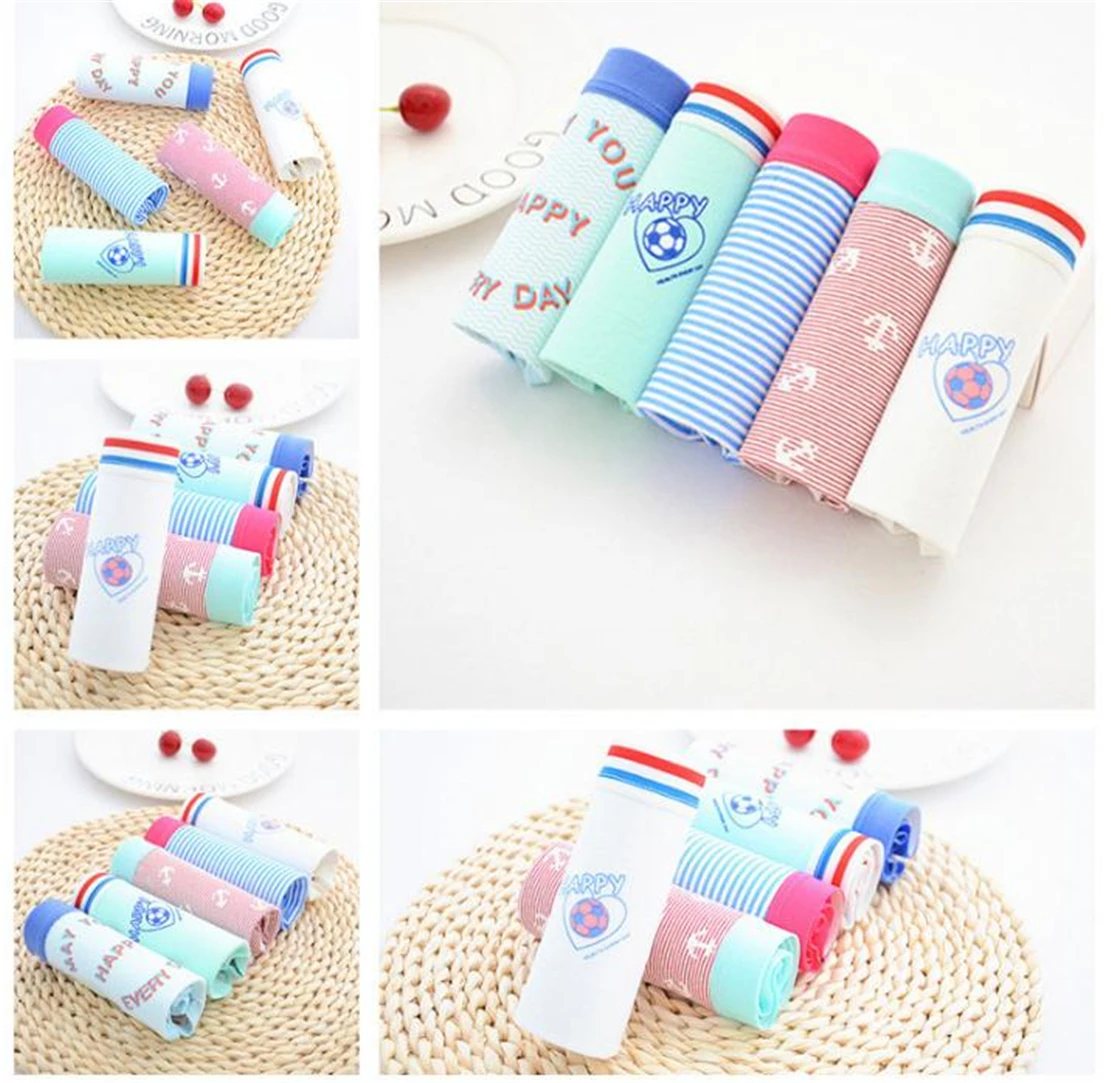 4 шт. упакованы темно-Хлопок Девушка Для женщин Трусики-брифы трусы нижнее белье