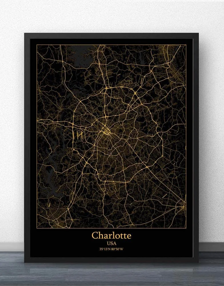 Плакат с картой США Шарлотта Чикаго цинцинцинциннати Кливленд Колорадо пружины