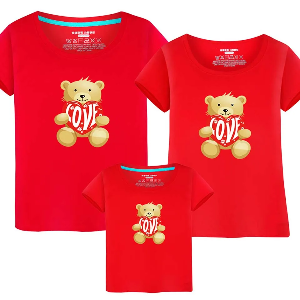 Комплекты для семьи футболка одежда с милым медведем папа и я летняя мамы ребенка