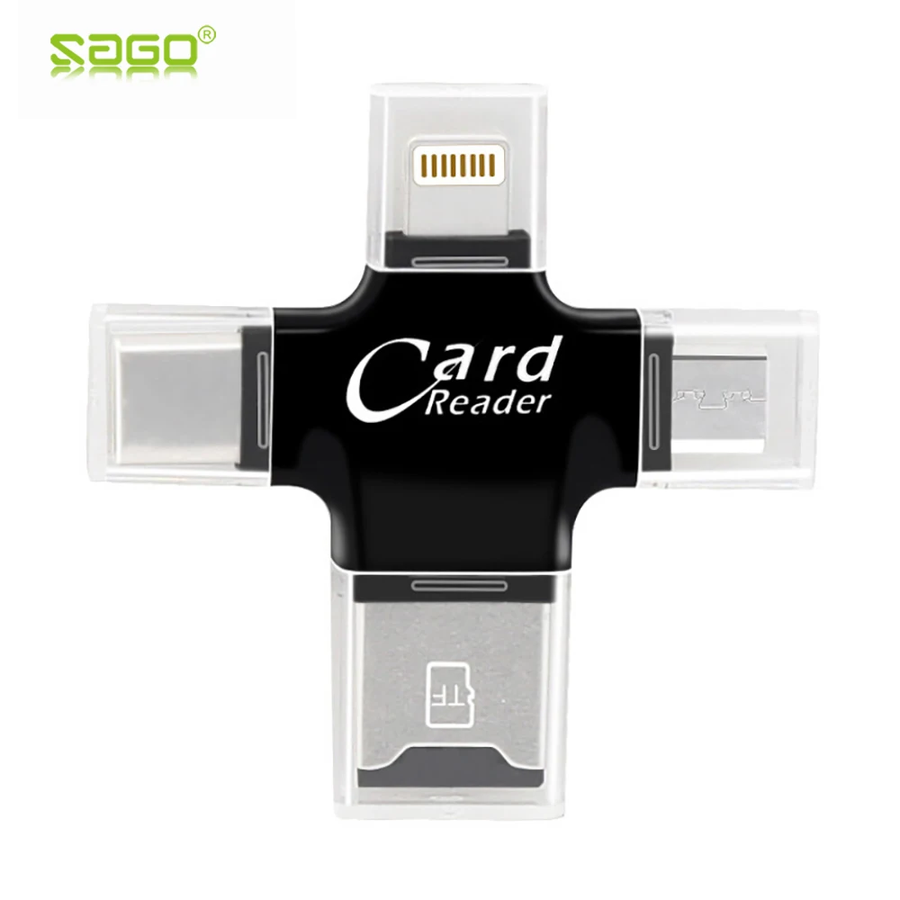 4 в 1 кардридер Type C Micro usb адаптер SD Lightning для iPhone 8/iPad Смарт OTG кардридер|micro sd card