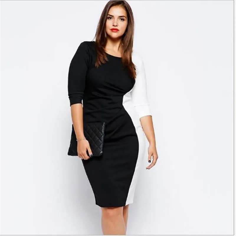 2019 Новое модное женское платье-карандаш с рукавом три четверти негабаритное