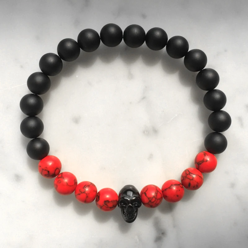 Мужской браслет Mcllroy с красными бусинами модный мужской Браслет из черной