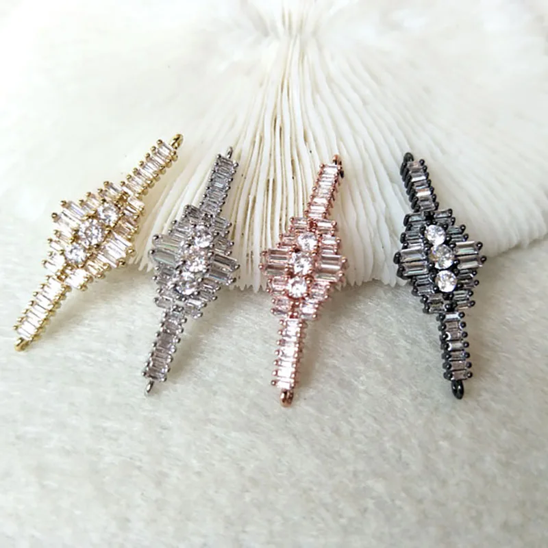 

10pcs CZ zircon Micro Pave Connector,Double Bails Beads Charm,DIY Bracelet necklace Jewelry Finding CT299
