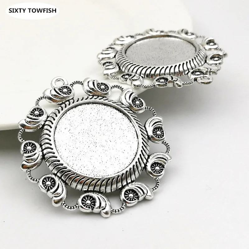 20pcs/lot 37x39MM Inner:25mm Alloy/Metal Antique Bronze Conch Blank Tray Pendant Base Bezel Settings for Glass or Stickers | Украшения и