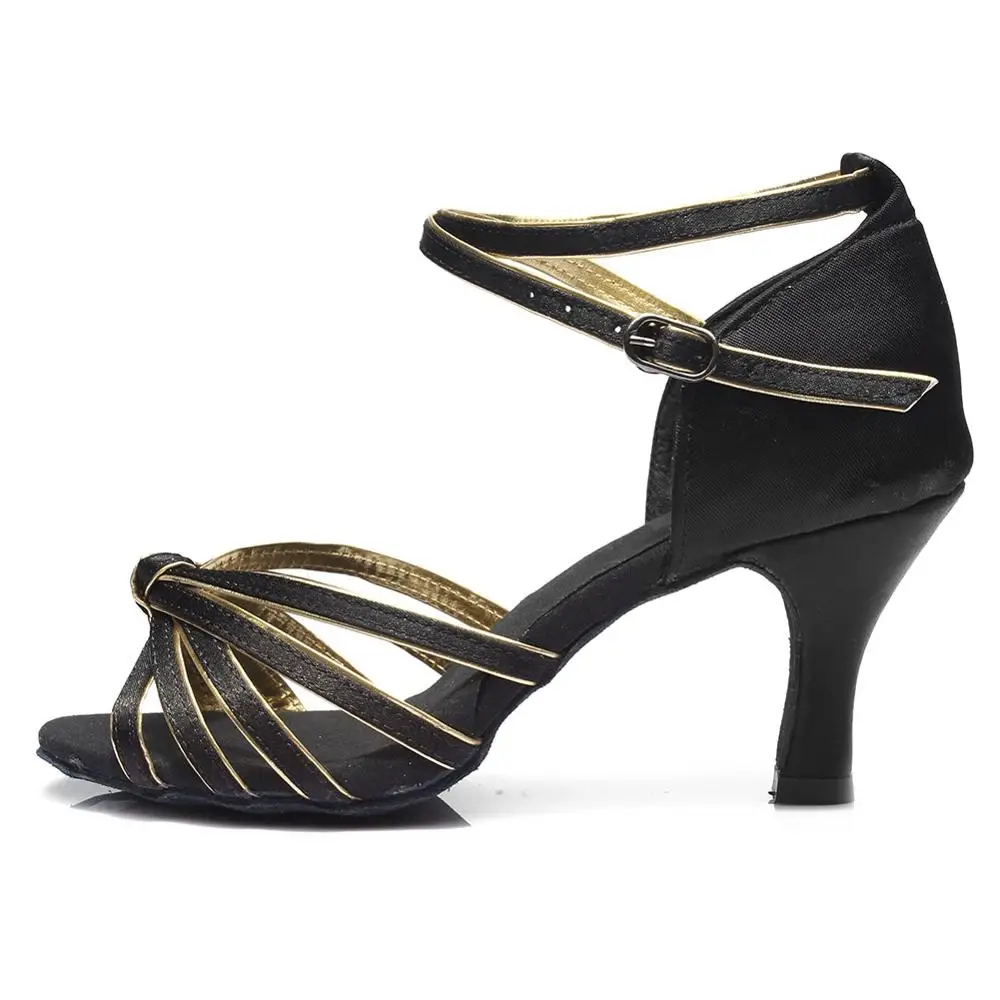 7cm heels BlackGold Горячая Распродажа Фирменная Новинка Для женщин Бальные туфли для латиноамериканских танцев, танго, туфли на каблуке, стимулирование сбыта, сальсы, латинских танцев; Танцы обувь Цвета каблуки - Цвет: 7cm heels BlackGold