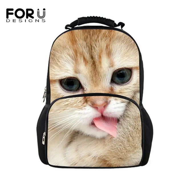 W3159A FORUDESIGNS/милый рюкзак с котом; женские рюкзаки для девочек-подростков; школьная сумка; Повседневный Черный рюкзак с принтом; Mochilas Back Pack Bag - Цвет: W3159A
