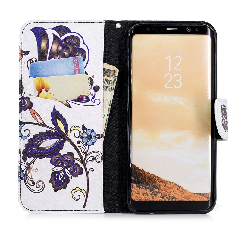 Кожаный чехол для Samsung Galaxy S8 Plus + Симпатичный мультяшный Чехол книжка SM G955F G955FD G955N