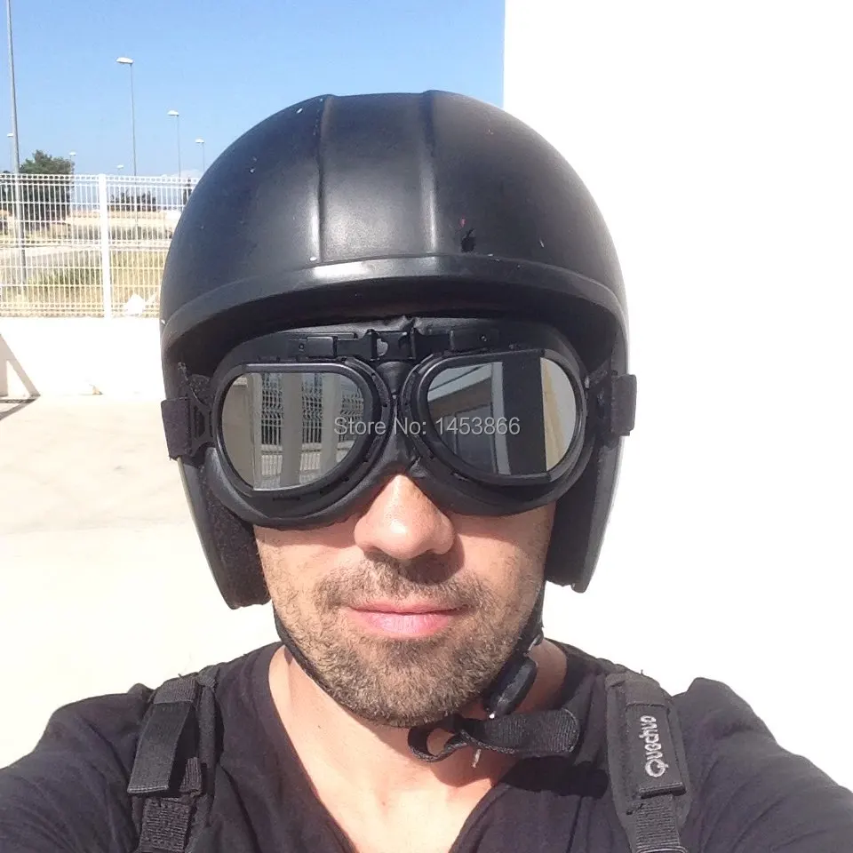 Черные мотоциклетные очки с серебряными линзами винтажные пилотные байкерские