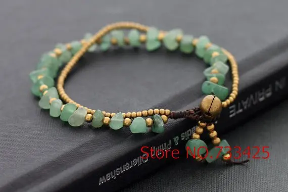 5 шт./лот зеленый гравий двойной стенд браслет с вощеным шнуром 100% ручной работы