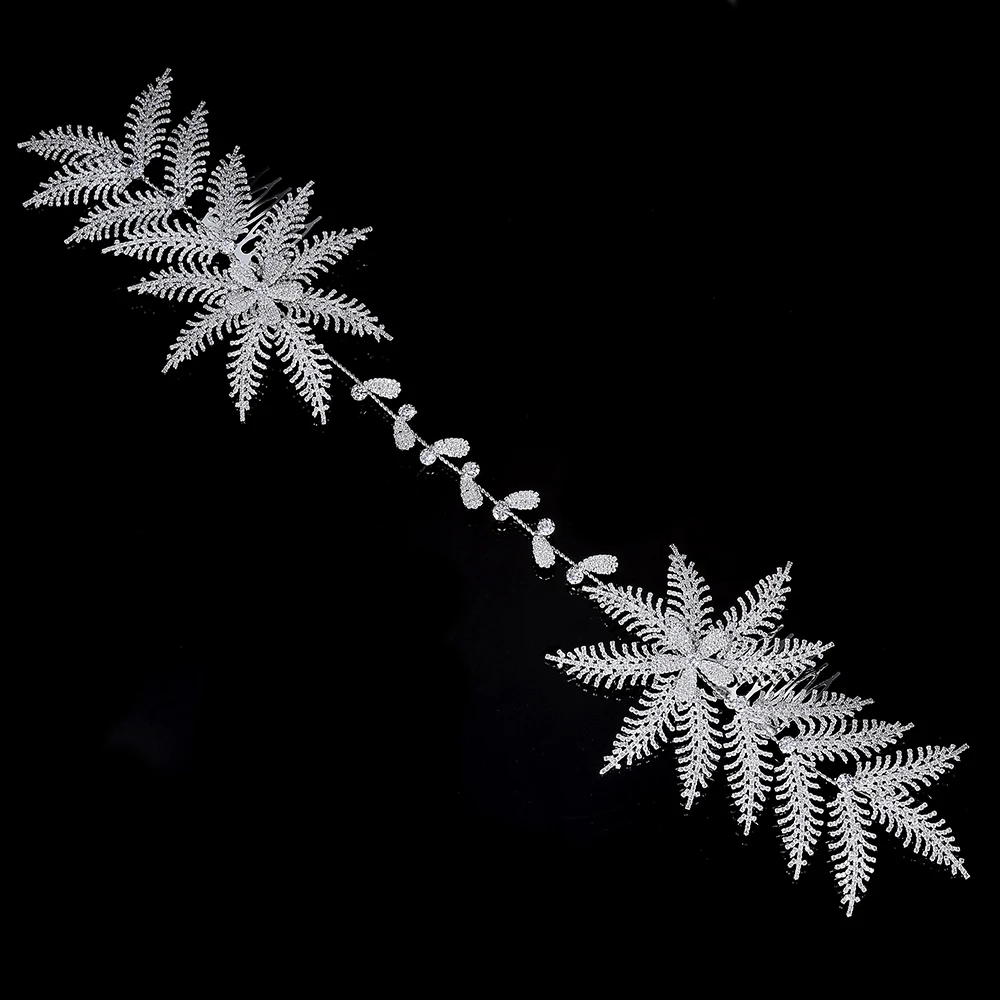 

Wedding Bridal Hair Accessories Jewellery Leaf Comb Design Elegant For Women BC4744 With Zircon Crystal Hair Clip