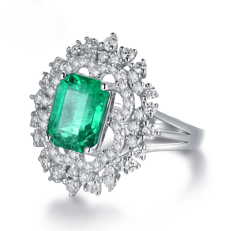 LOVERJEWELRY, женское роскошное обручальное кольцо с натуральным изумрудом, 18 К, белое золото, бриллианты, модные ювелирные изделия для женщин, вечерние кольца