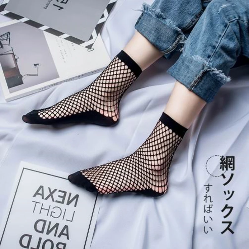 10 пара/лот модные черные женские ажурные носки Дышащие Короткие сетчатые до