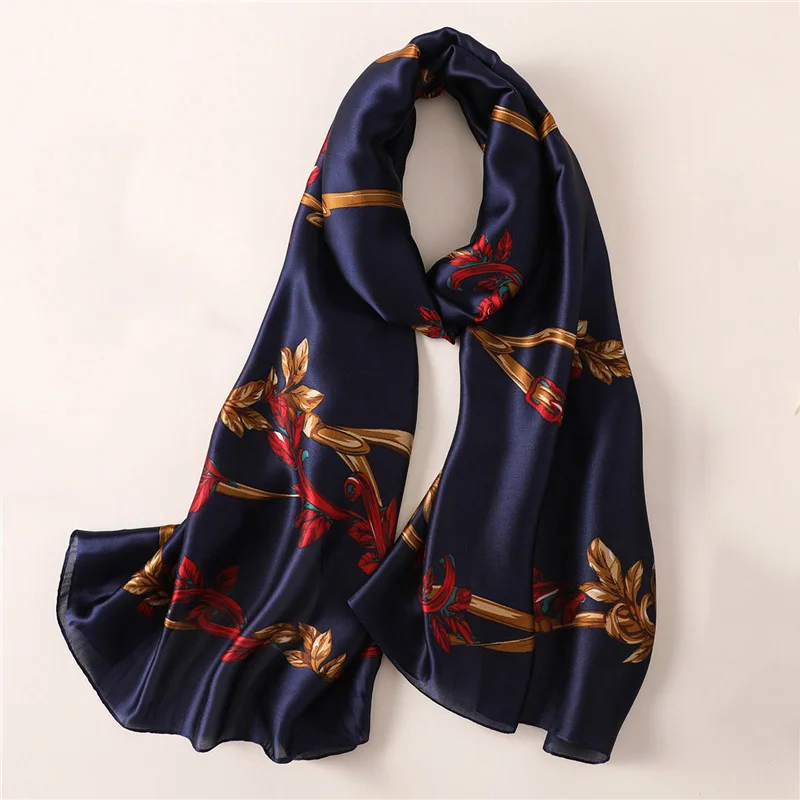Длинные мягкие пляжные шаль foulard Soie sjaal женский шарф Шелковый шарф люксовый бренд ретро шарфы с цветочным принтом для женщин