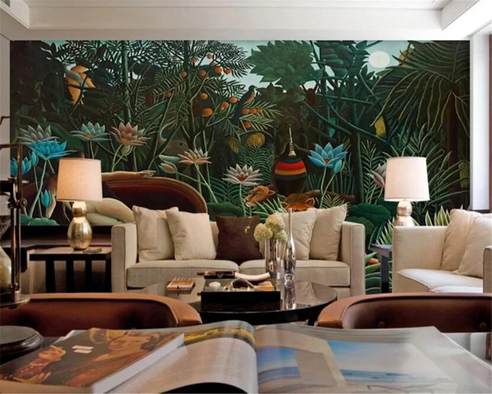 beibehang Painting sofa bedroom wallpaper backdrop of tropical forest large mural Custom Size 3D wall | Обустройство дома
