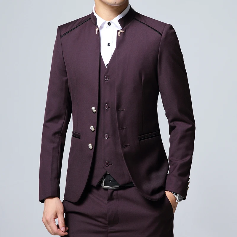 Men's Suit 3 Piece Set Slim fit Men Jackets + Pants Vests Wedding Banquet Male Blazer Coats Szie M-4XL | Мужская одежда
