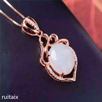 kjjeaxcmy boutique jewels 925 pure silver inlaid natural hetian jade female pendant necklace jewelry drop fluid curve unusual