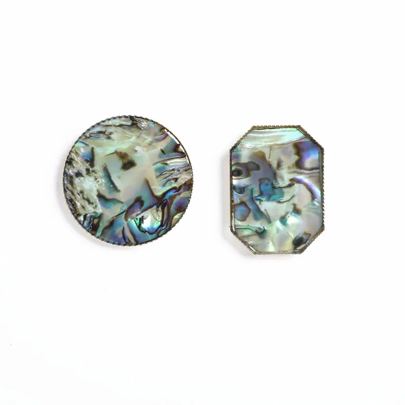 ENZE new ladies jewelry Synthetic Color Shell Square Round Asymmetric Stud Earrings for Women Fashion Party Accessories | Украшения и