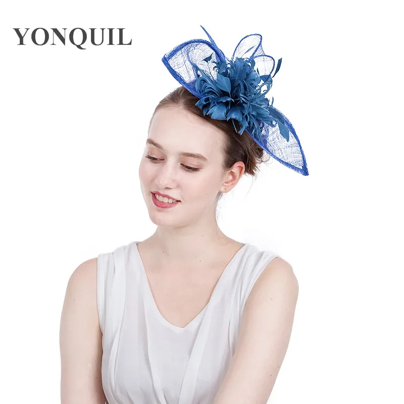 21 цвет Вуалетка головные уборы Необычные перо цветок для женщин Sinamay шляпа