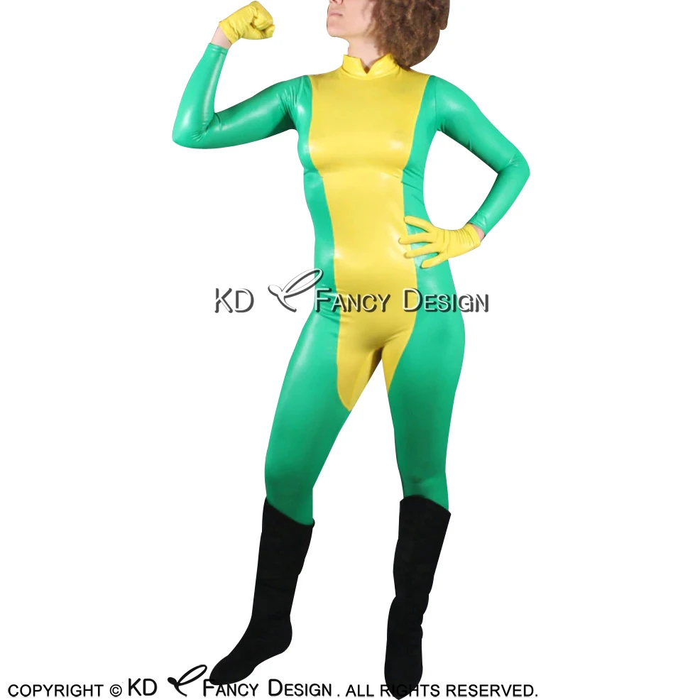 

Sexy Latex Catsuit With Back Short Zipper Without Gloves Rubber Bodysuit Zentai Overall Body Suit LTY-0242
