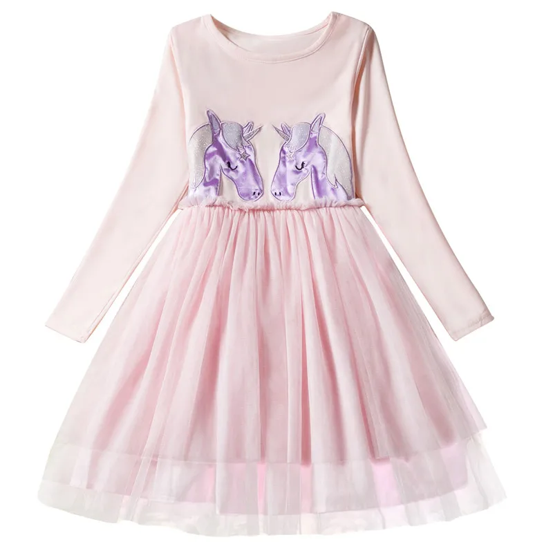 New Girls Rainbow Unicorn Dress Carnival Party For Kids Clothes 2020 Children Cute Pony Birthday Baby Dresses | Детская одежда и