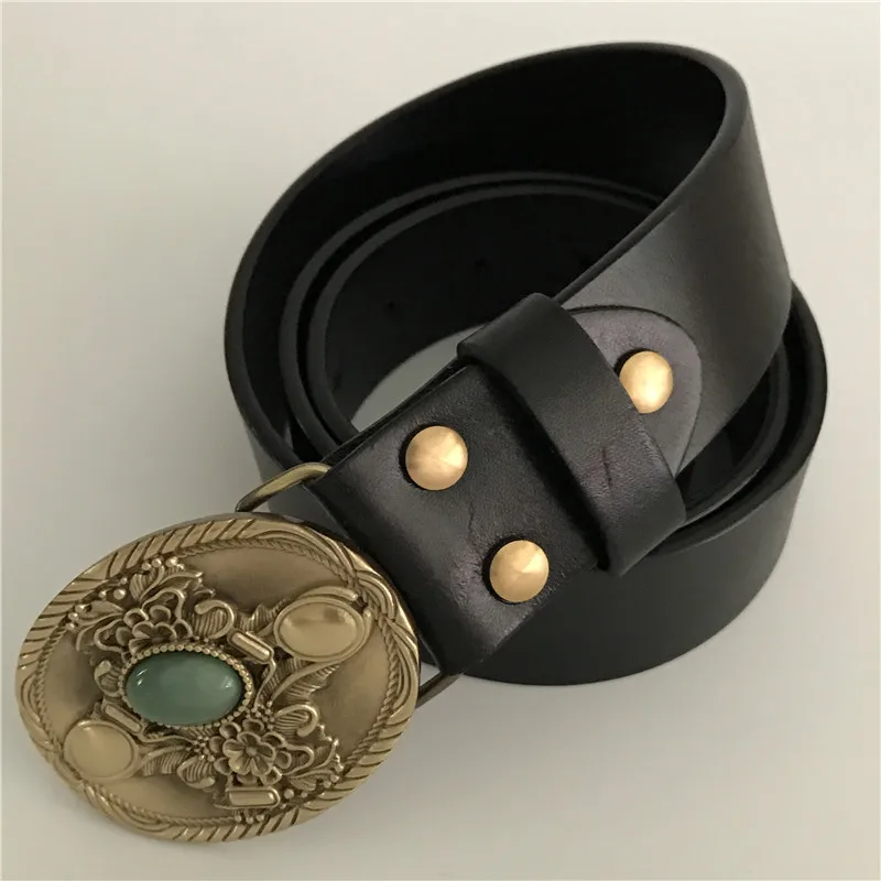 Retail 2018 New High Quality Oval Solid Brass Buckle Genuine Leather Luxury Men Belt Western Cowboy Belts Jeans accessories | Аксессуары