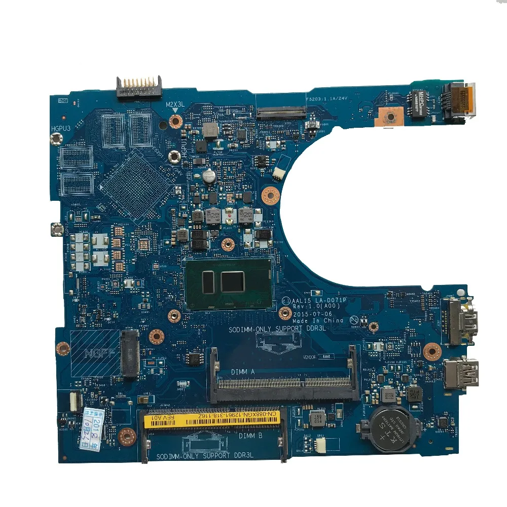 Оригинальная материнская плата SZWXZY для ноутбука DELL 5559 с I3 6100U DDR3 CN 088XGN 88XGN LA D071P 100%