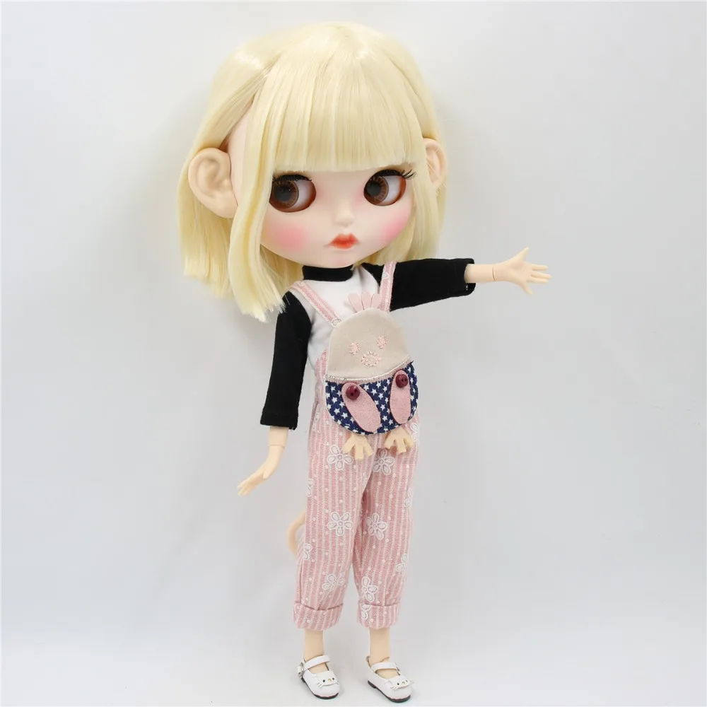 Ледяная фабрика blyth кукла 1/6 bjd белая кожа сустава тела короткие светлые волосы, новое матовое лицо резные губы с бровью 30 см BL0510