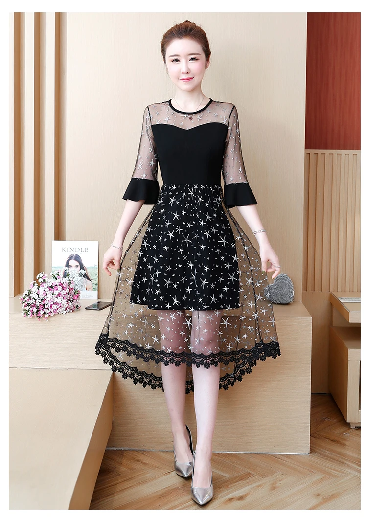 Кружевное платье размера плюс L-5XL, XXL, XXXL, 3XL, XXXXL, 4XL, женские летние сексуальные сетчатые Повседневные Вечерние пляжные платья для женщин