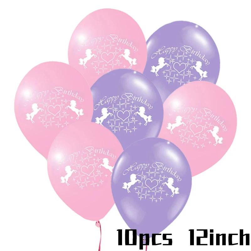 10pcs Latex Balloons Скатерть с единорогом для детской вечеринки на день рождения, вечерние одноразовые скатерти и столовые приборы, свадебные украшения, товары для детского душа - Цвет: 10pcs Latex Balloons