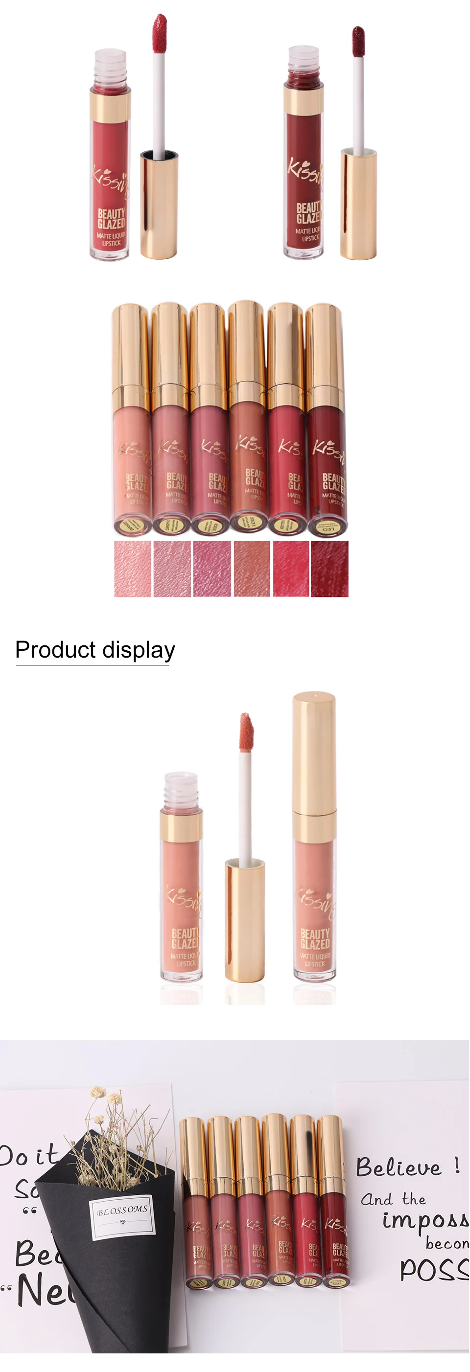 BEAUTY GLAZED 6 шт./компл. Матовая жидкая помада для губ, легко наносится, длительного действия, блеск для губ, Водонепроницаемый телесного цвета для губ Губная помада макияж