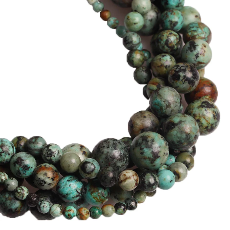 Круглые Бусины Из африканская бирюза натурального камня 4/6/8/10/12 мм | Украшения и