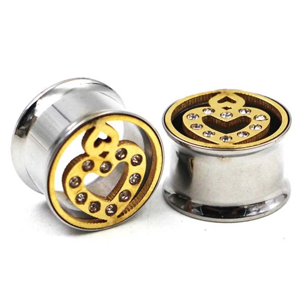 

1 Pc Stainless Steel Heart-shaped Ear Extension Plugs Double-horn Ear Expander Flesh Tunnels Piercing Body Jewelry 8-25mm