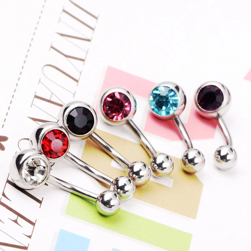 Навельное кольцо из нержавеющей стали с кристаллами, оптовая продажа 50 штук, 10 цветов, украшения для тела номбриль.