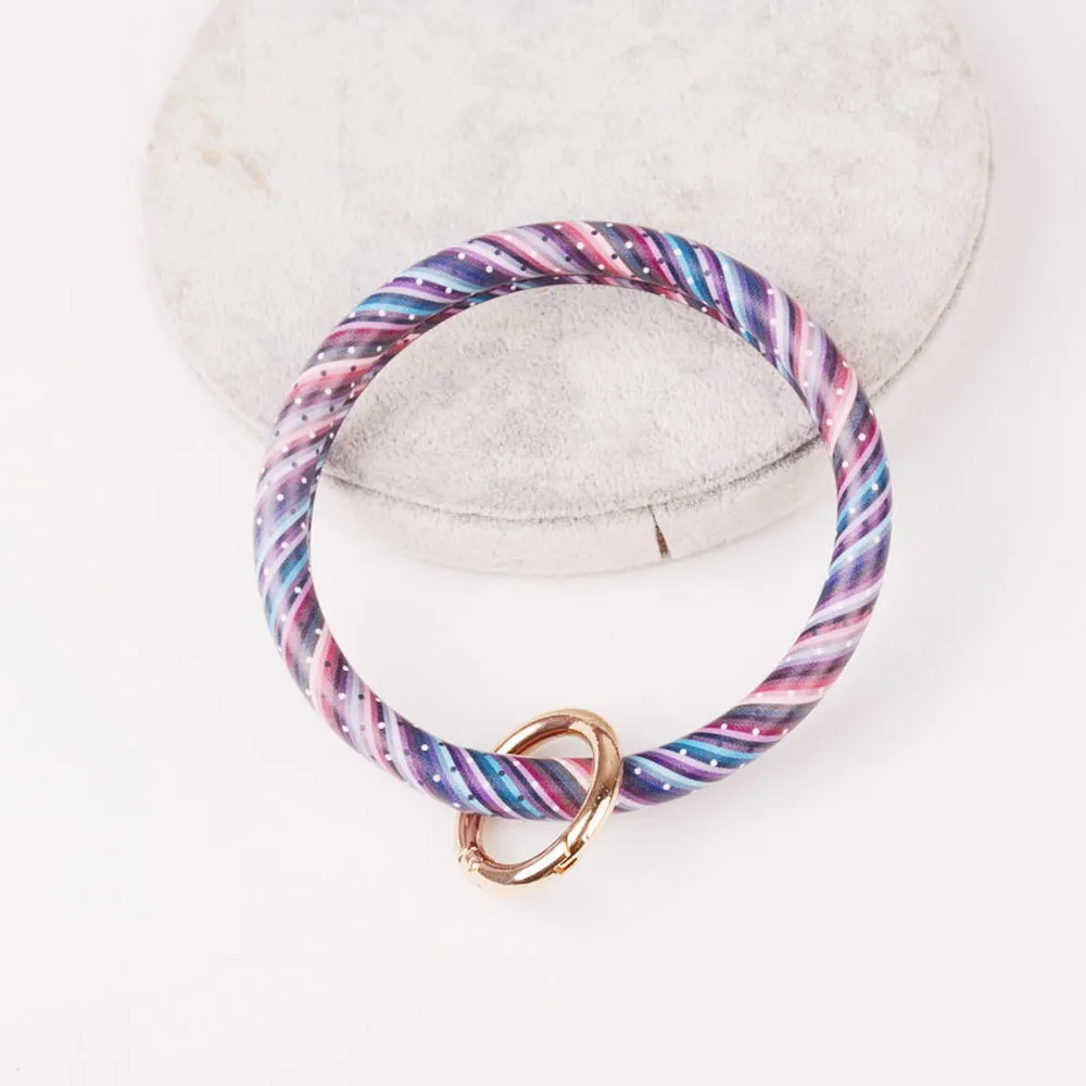 DZ0089 stripe Новинка от Rainbery, модный многофункциональный брелок с кисточкой, эмалированный брелок из искусственной кожи, Круглый браслет с монограммой, брелок для женщин и девушек - Цвет: DZ0089 stripe