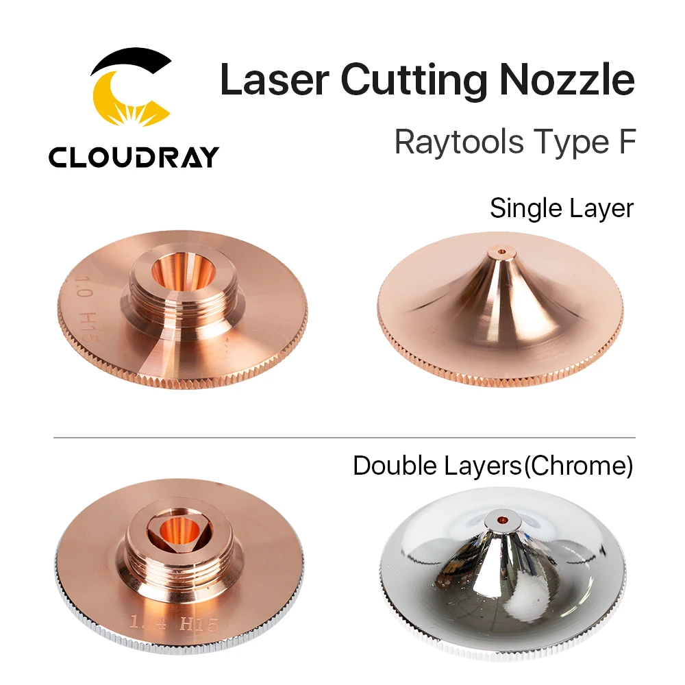 Cloudray Raytools Тип F насадка для лазерной резки Dia.32 H15 Калибр 0,8-4,0 мм Однослойная хромированная двухслойная s