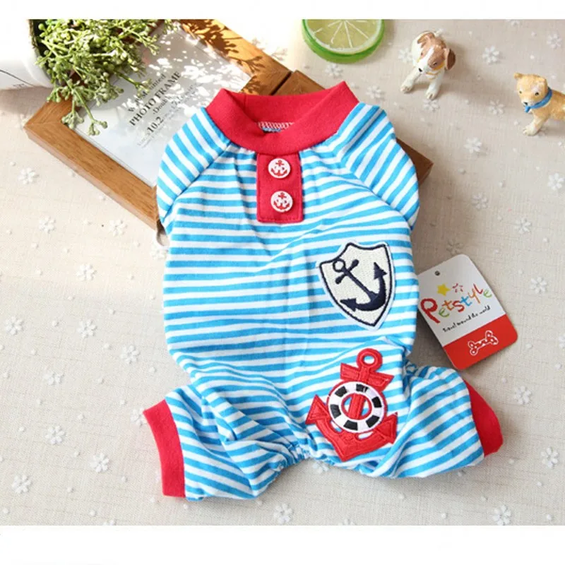 Новинка одежда для собак в полоску пижама комбинезон из 100% хлопка брюки