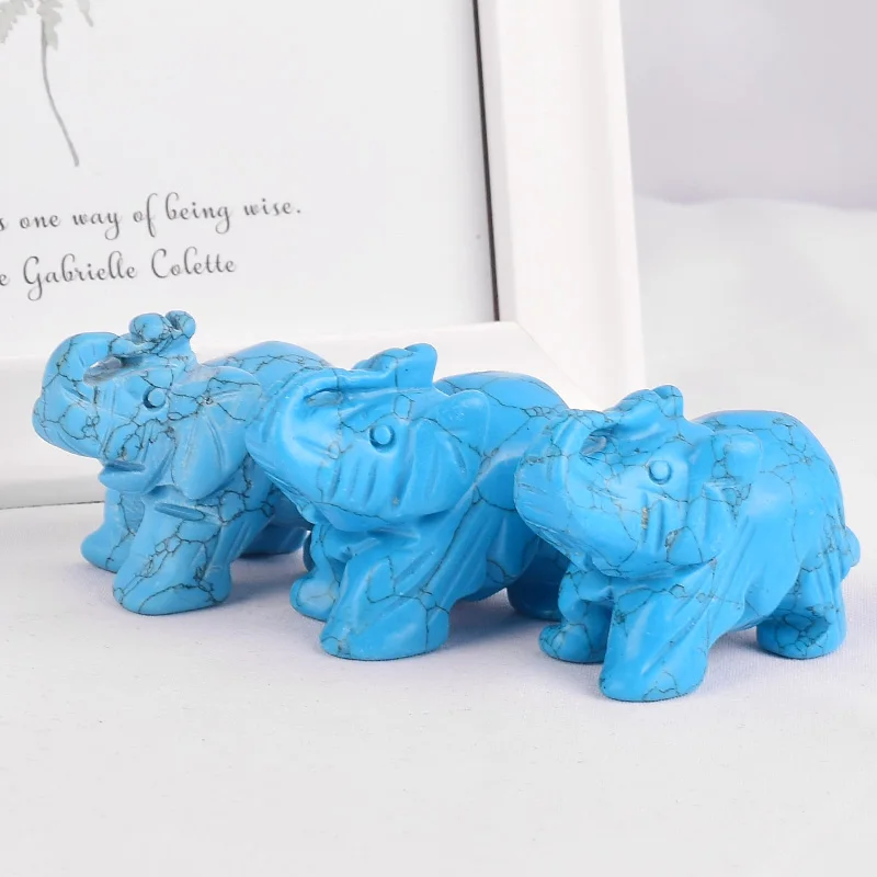 3 шт. минеральные целебные кристаллы статуэтки с голубым слоном howlite ремесло