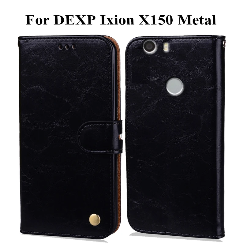 Для DEXP Ixion X150 металлический чехол с откидной крышкой из искусственной кожи