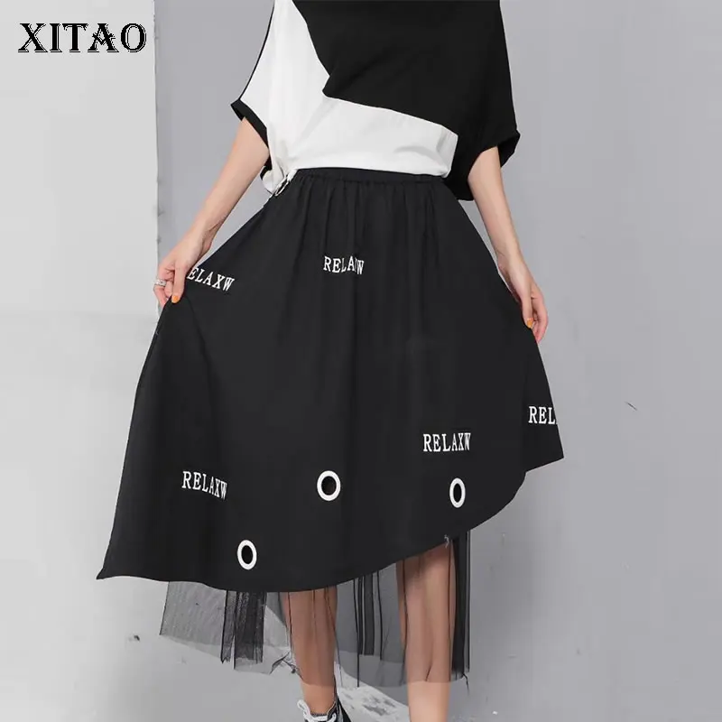 [XITAO] Женская 2019 летняя новая модная повседневная юбка Лоскутная с буквенным