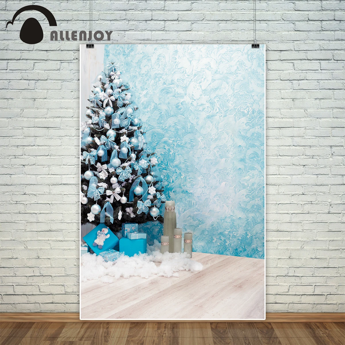 Allenjoy фон для фотосъемки синяя Рождественская елка Подарок Свеча празднование