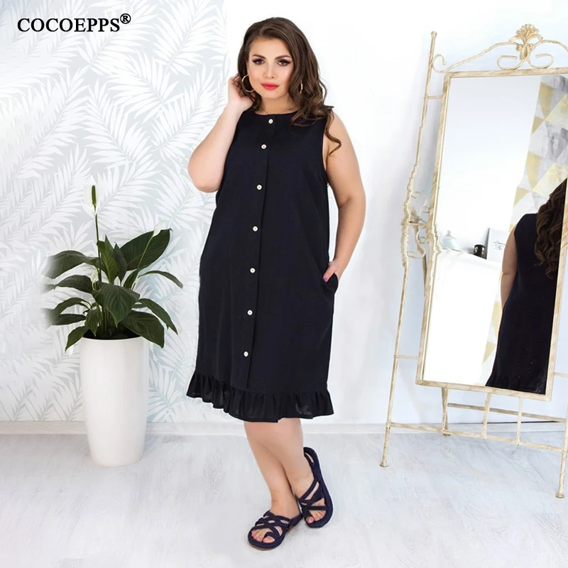5XL 6XL летнее женское платье большого размера 2019 повседневное без рукавов сарафан
