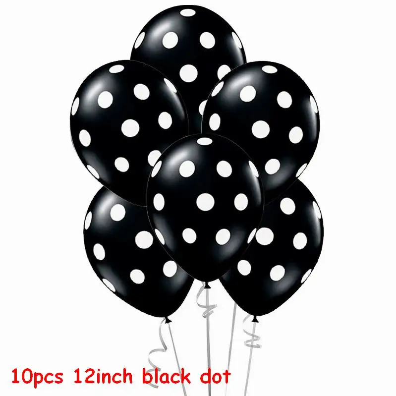 black dot 10 шт. латексные шары в черный горошек с рисунком панды из мультфильма, зеленые конфетти, Детские шары для дня рождения, украшения, принадлежности для тематической вечеринки - Цвет: black dot