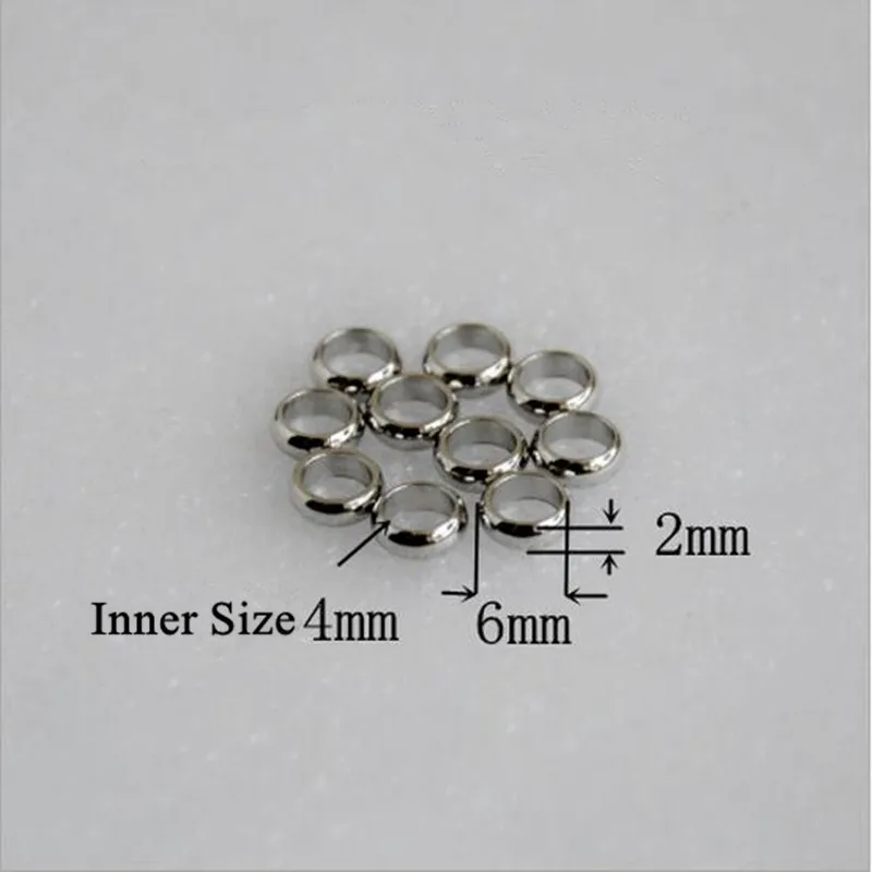 

50pcs Stainless Steel Spacer Beads fit 4mm Round Leather Cord Silver Tone Big Hole for DIY Bracelet Necklace Jewelry Making Z429